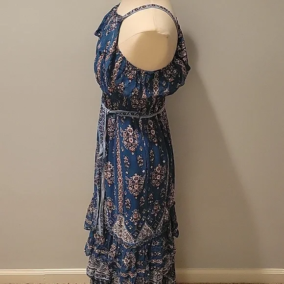 Anthropologie Sasha Ruffled Blue Maxi Dress SZ S - Picture 6 of 7